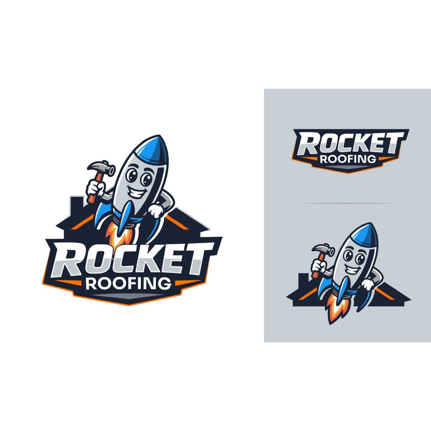 Rocket Roofing custom mascot logo design